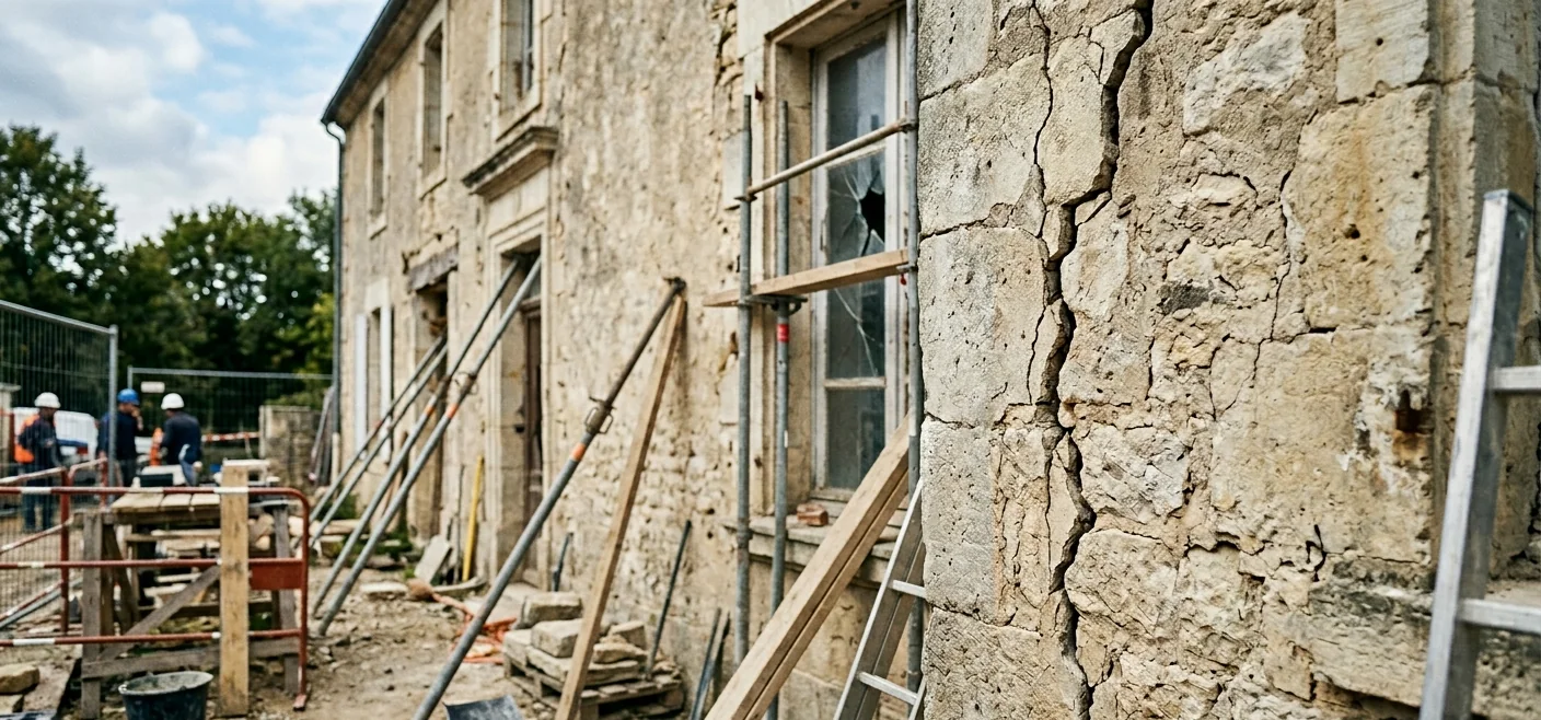 Fissures sur une façade